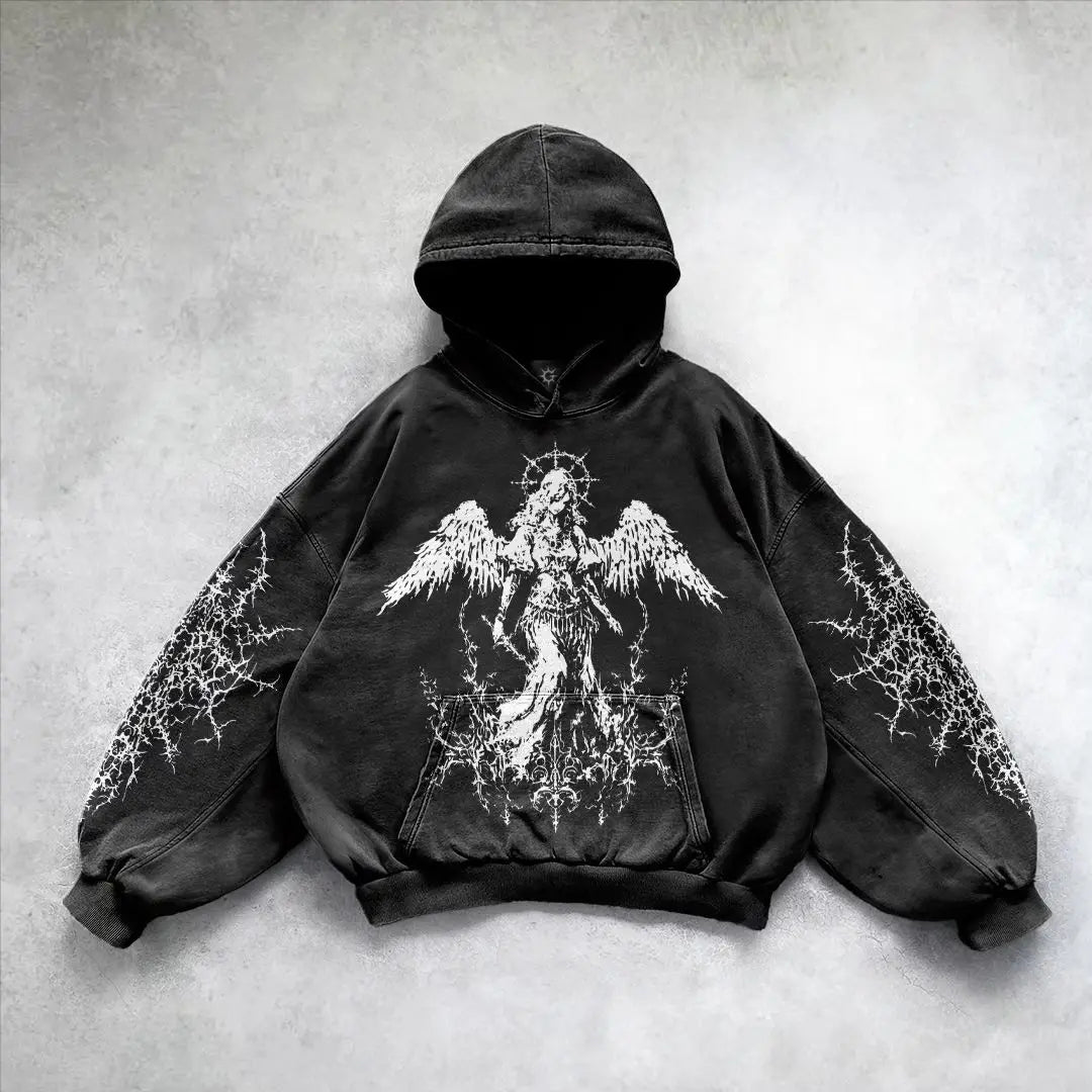 American Harajuku Y2K Washed Hoodie