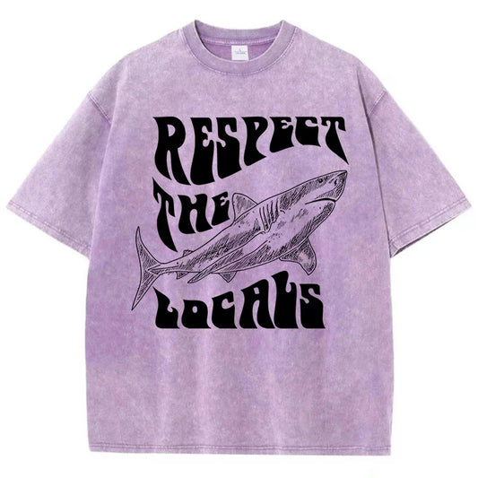 Respect The Locals Shark Pattern T Shirt